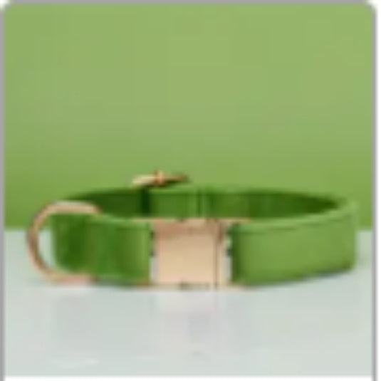 Multiple Colour Velvet Personalise Dog Collar Leash Set With Bow