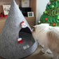 Christmas Handmade Felt Indoor Tent Style Enclosed Cat Nest