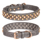 Rivet Leather Collar Golden Rivet Decoration Pet Dog Collar , Apply To Small Medium Large Dogs ,Retro Style Collar
