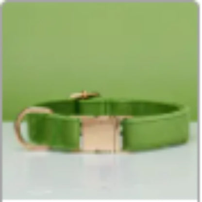 Multiple Colour Velvet Personalise Dog Collar Leash Set With Bow